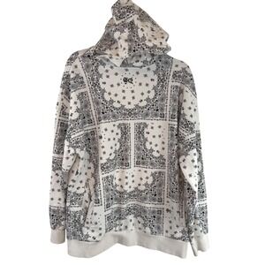 Dogg Supply Snoop Dogg White Black Bandana Print Pullover Hoodie Sz M Streetwear